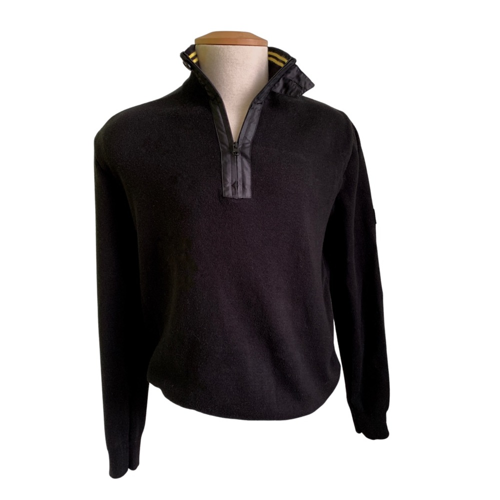 BARBOUR Mens Black Half Zip  Pullover Sweater Sz L